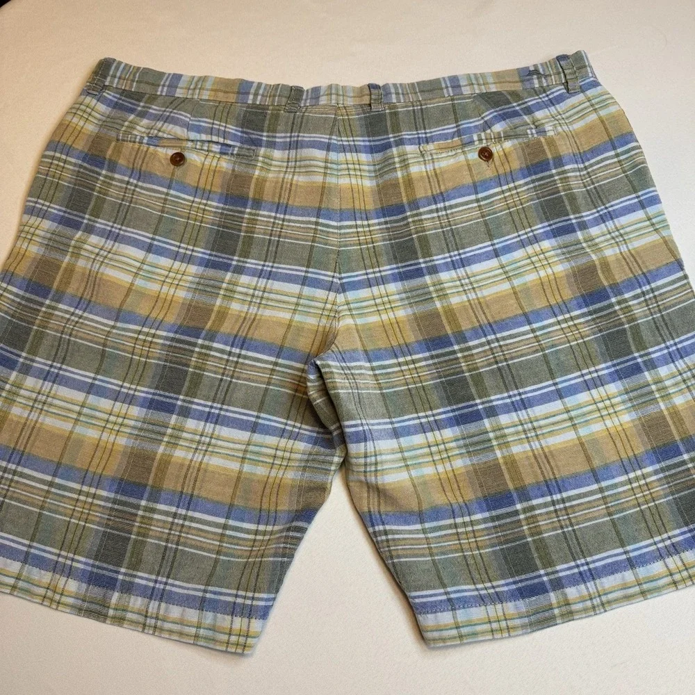 Tommy Bahama Men Blue Brown Plaid Linen Blend Casual Golf Summer Beach‎ Sz 42